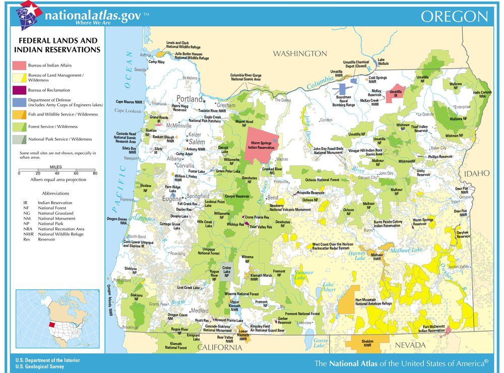 Federal Lands and Indian Reservations in Oregon