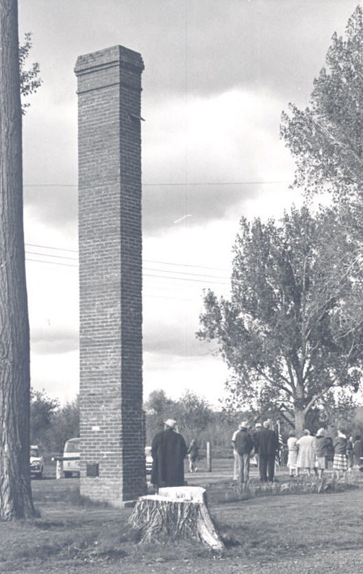 Brick chimney that survived the 1947 fire.