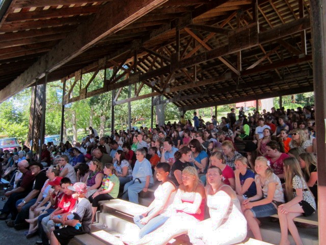 Program "at the stands" during the 2012 Linn County Pioneer Picnic