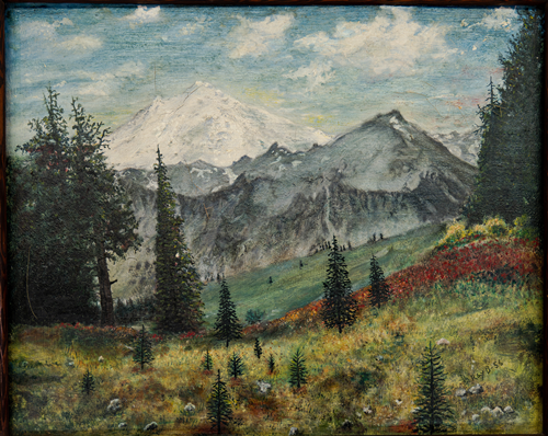 DeAutremont painted this landscape while incarcerated at the Oregon State Penitentiary.