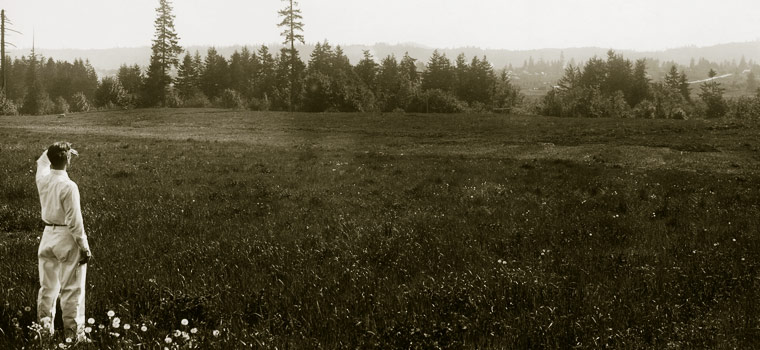 William T. Foster looks over the Reed site, 1910