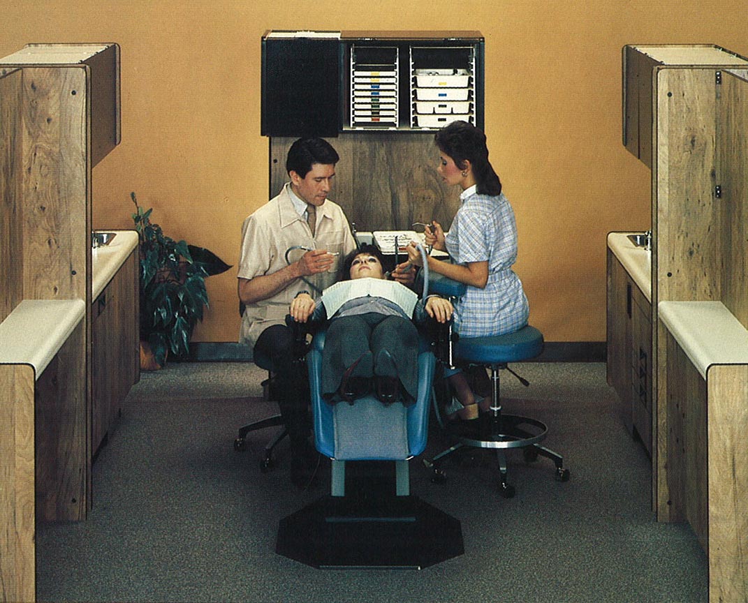 A-dec's first generation dental cabinetry -- "Preference" -- early 1980s.
