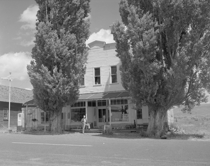 John Silvertooth in front of his store, Antelope, June 1960.