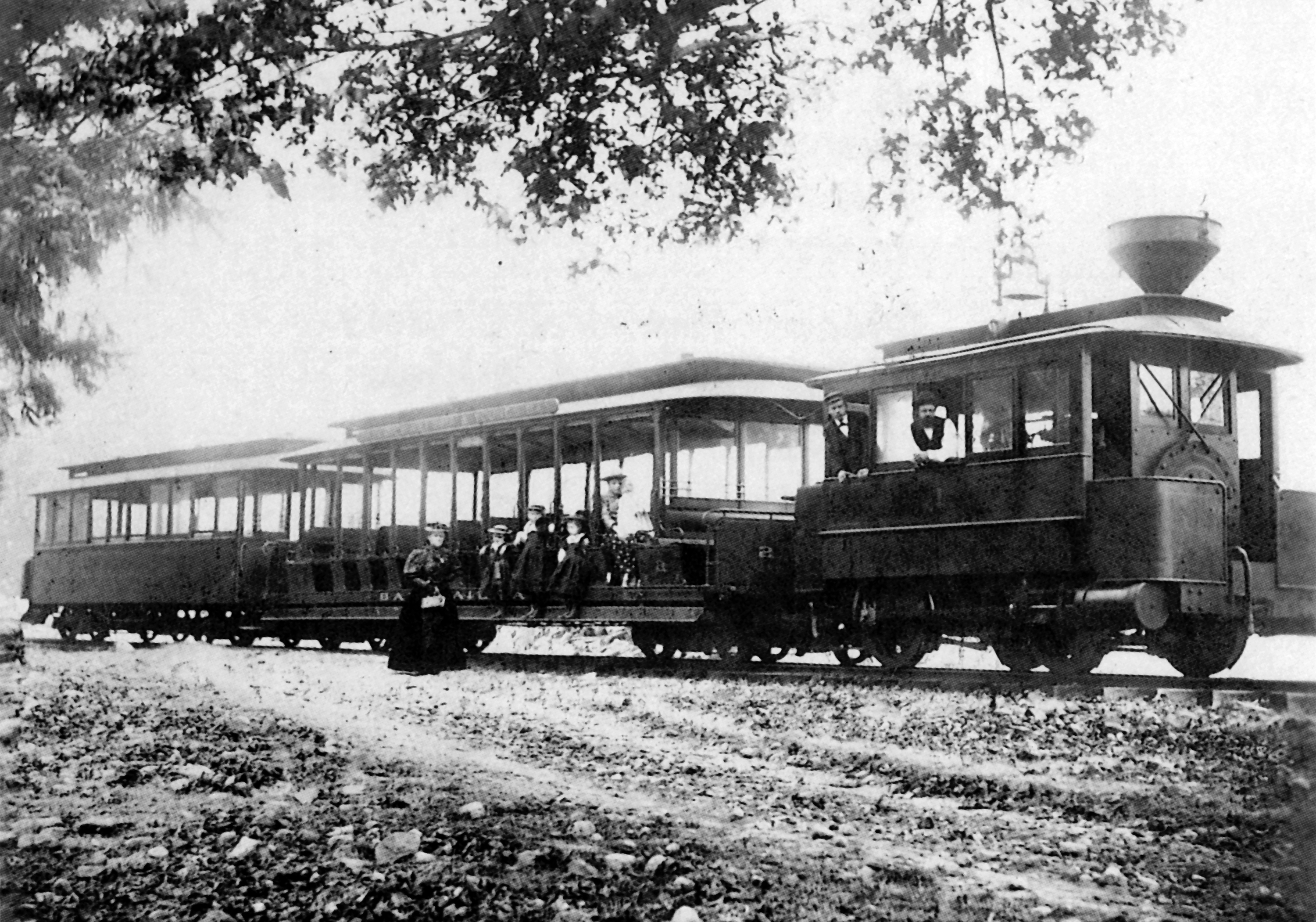 Bay Railway steam dummy No. 1 with Pullman built coaches 1 and 2.
