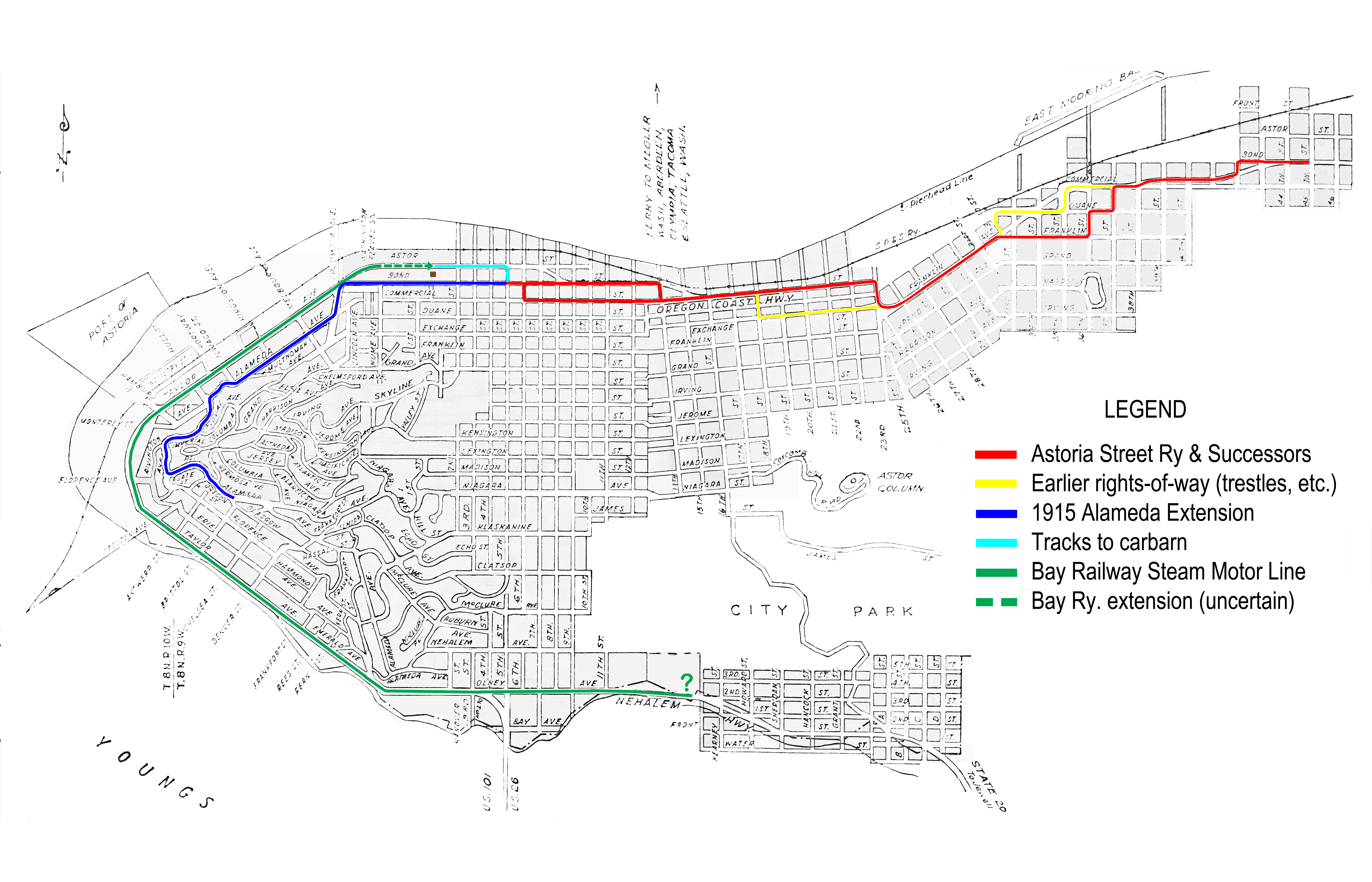 Astoria streetcar map.