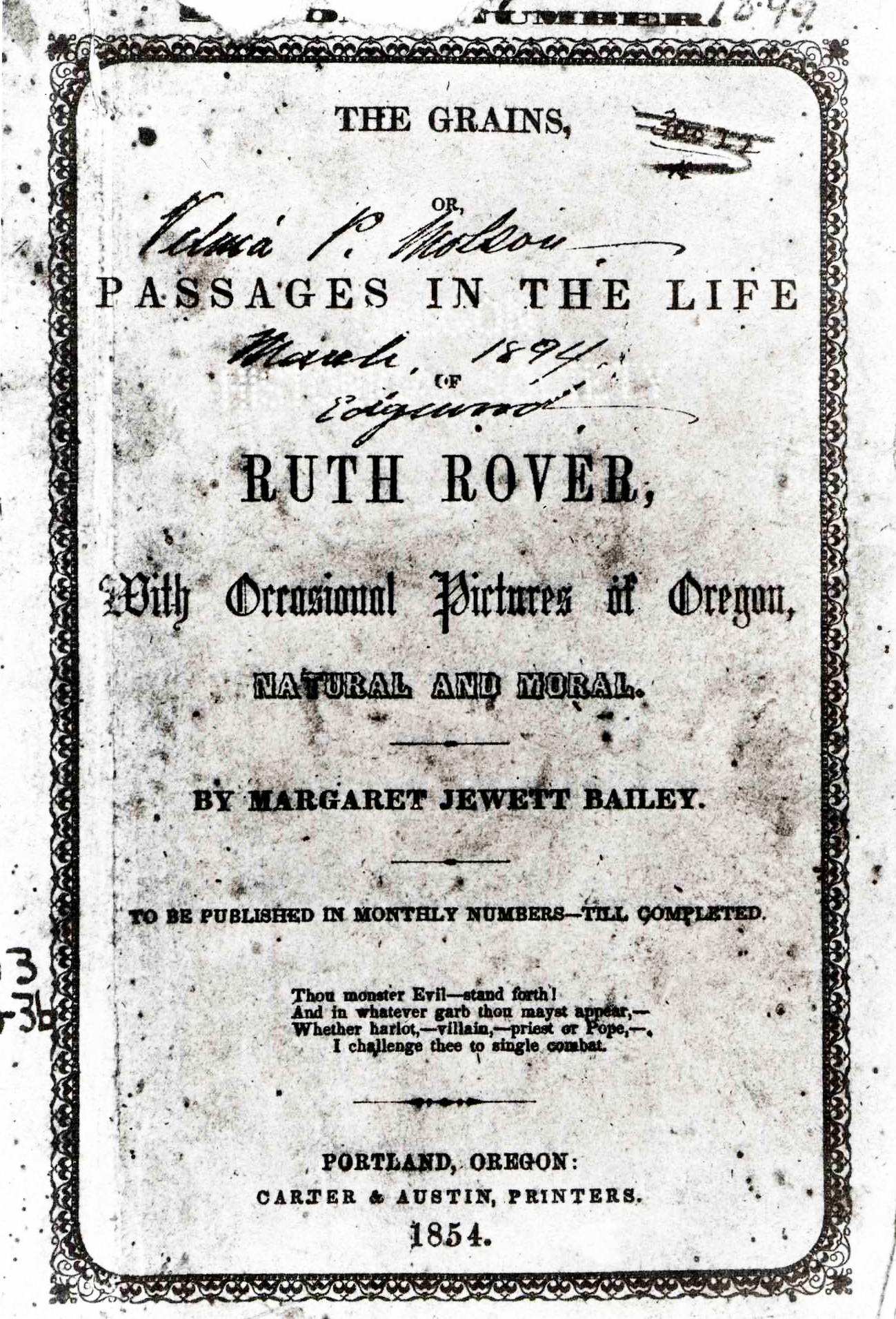 Oregon Literature (1814-1920)