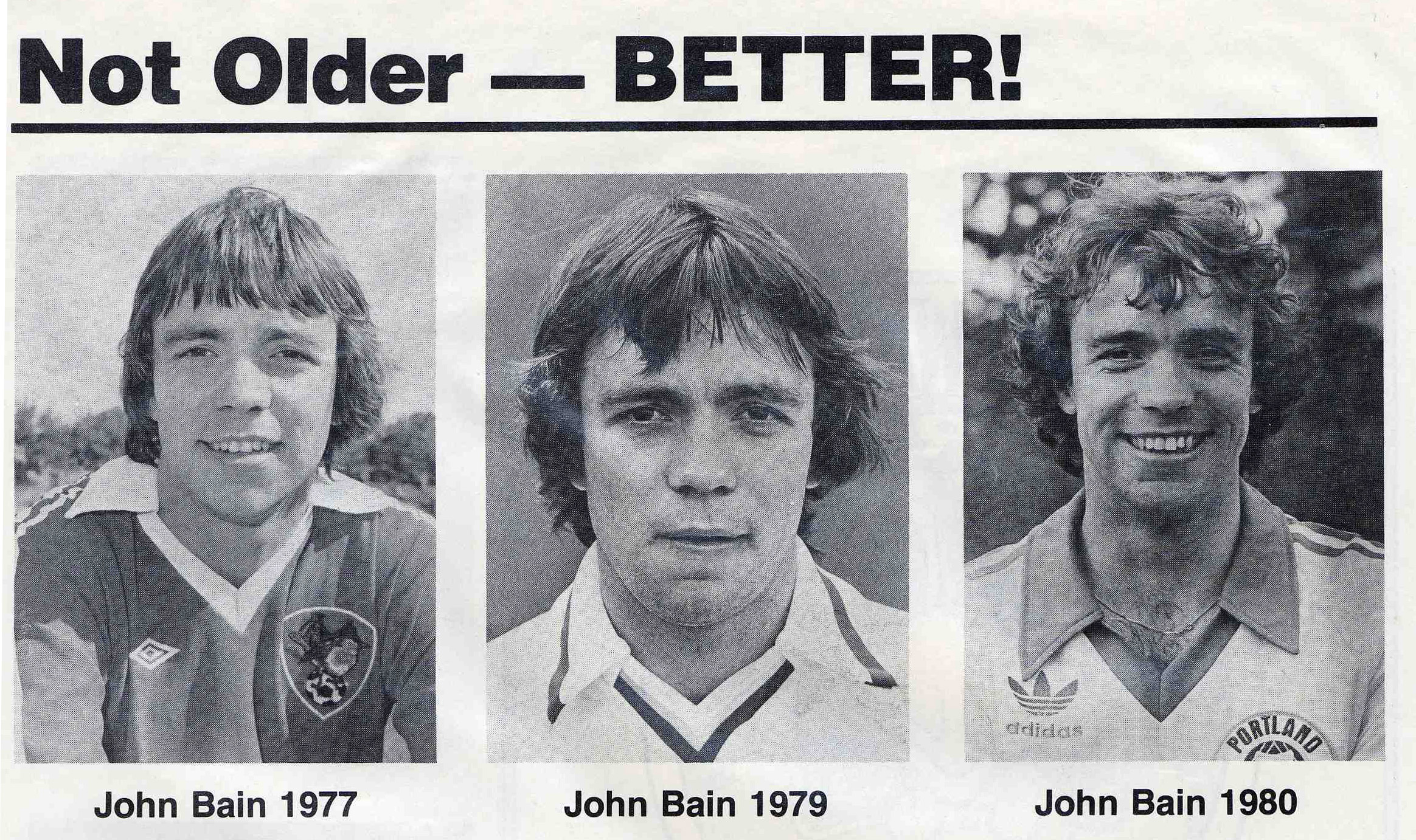 Portraits of John Bain from Soccerwatcher, 1980.