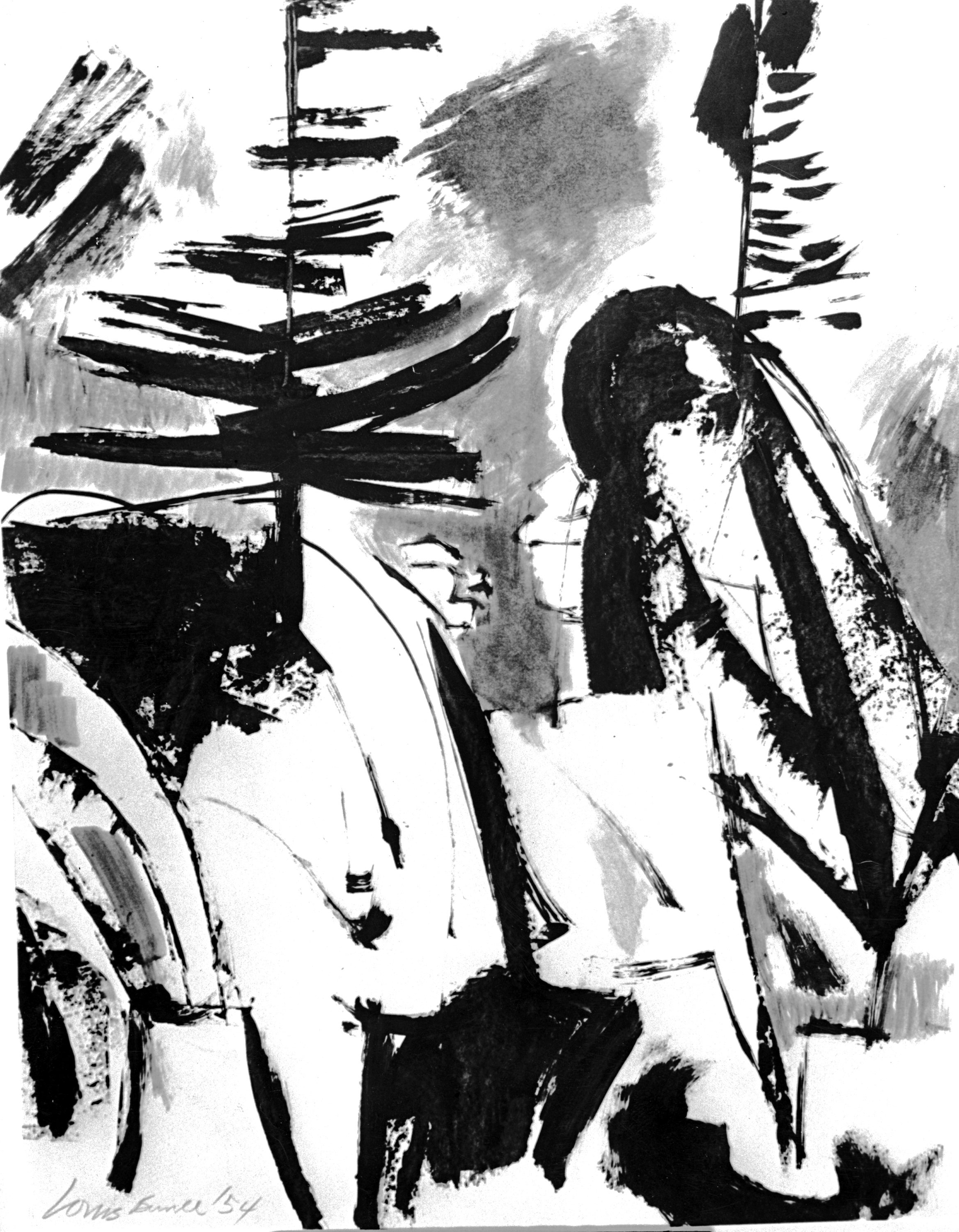 Louis Bunce, "Coast Landscape" (oil wash), won purchase prize in Oregon Art Show, Sep. 1954.