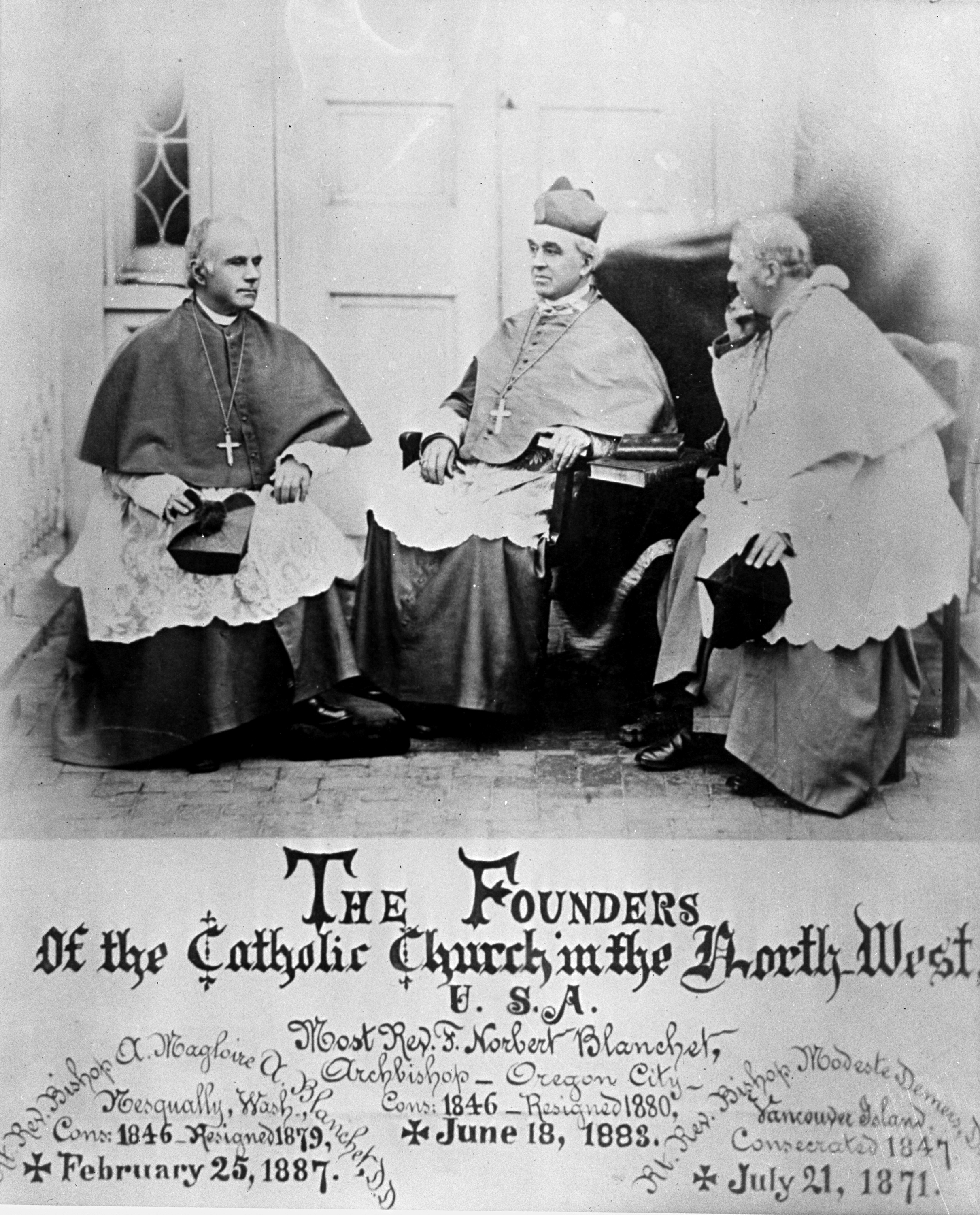 (l to r): Bishop Magloire Blanchet, Archibishop Norbert Blanchet, Bishop M. Demers