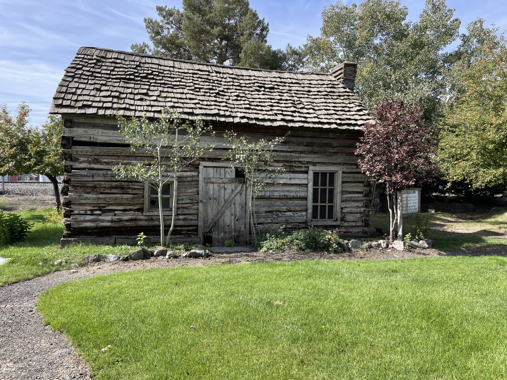 The cabin was built by the Chandler family in 1862 and was moved to Haines in 1993.