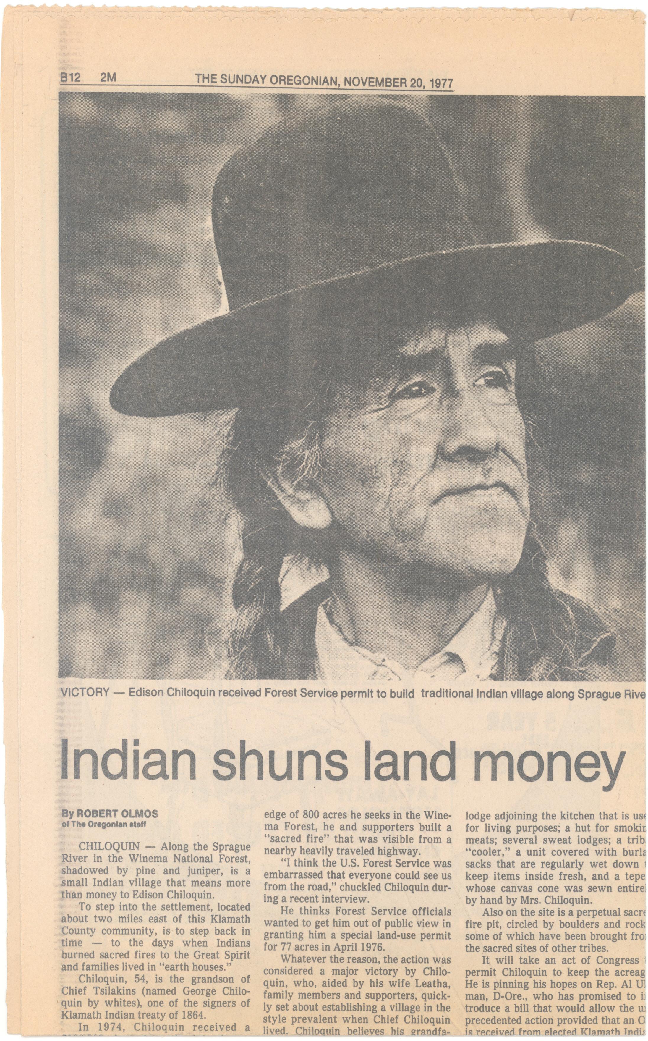 The Oregonian featured Chiloquin in a photo and article spread in November 1977.