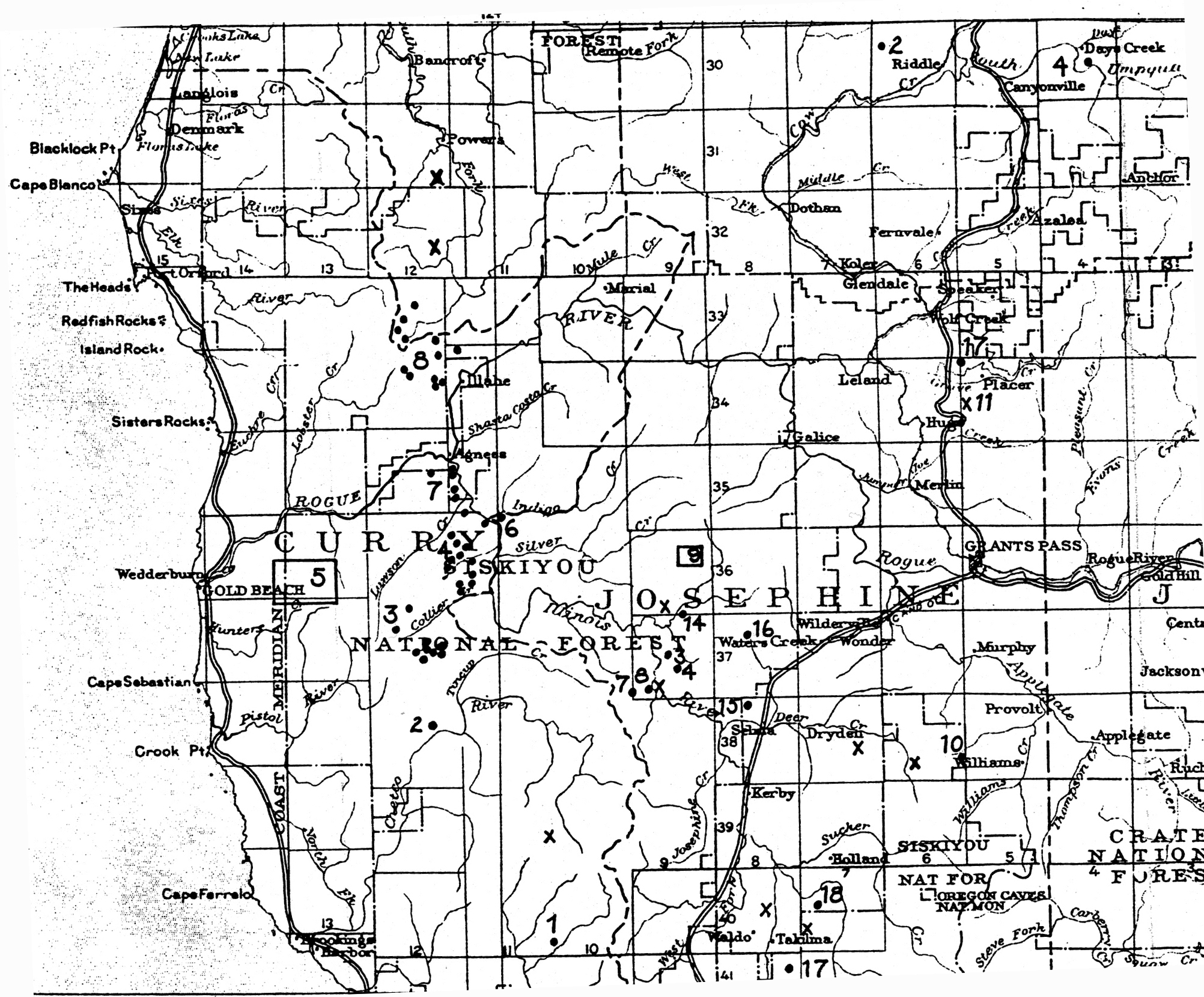 Chromite deposits in southwestern Oregon.