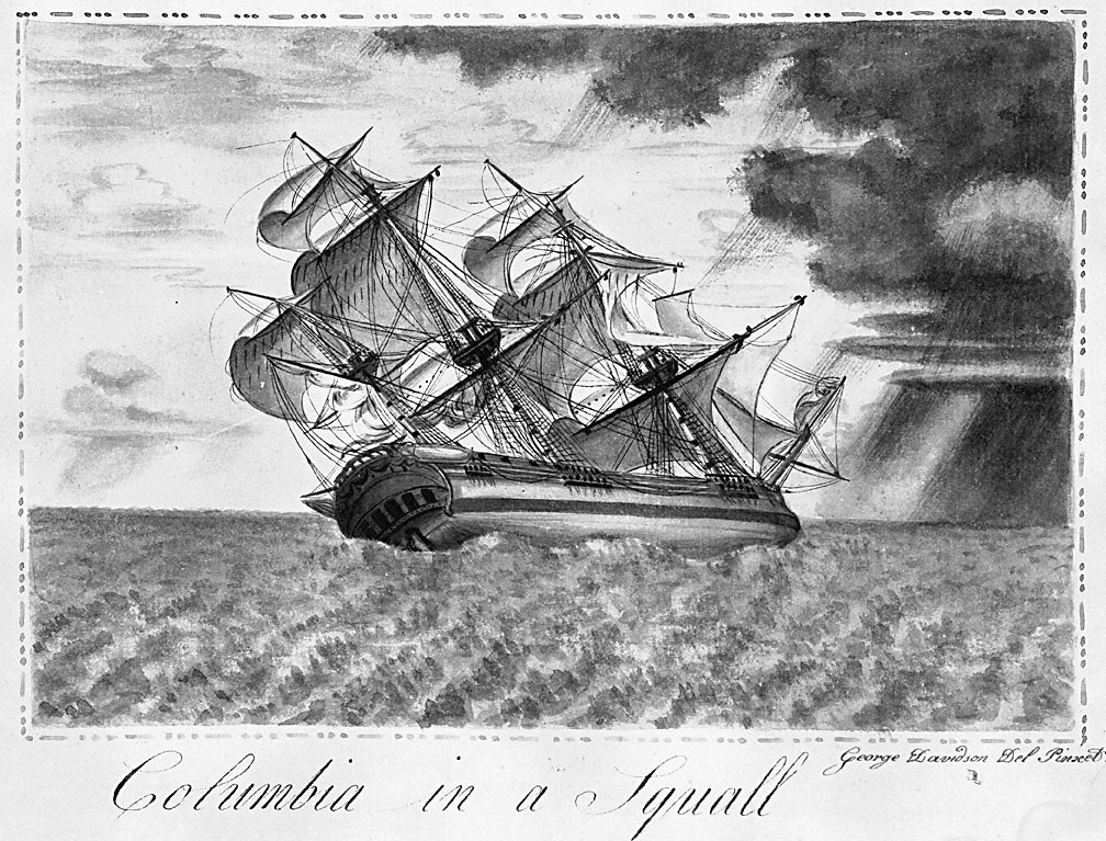 Capt. Gray's ship, the Columbia, painted in 1793 by George Davidson.