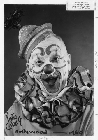 Vance DeBar "Pinto" Colvig as the Village Clown, 1960.