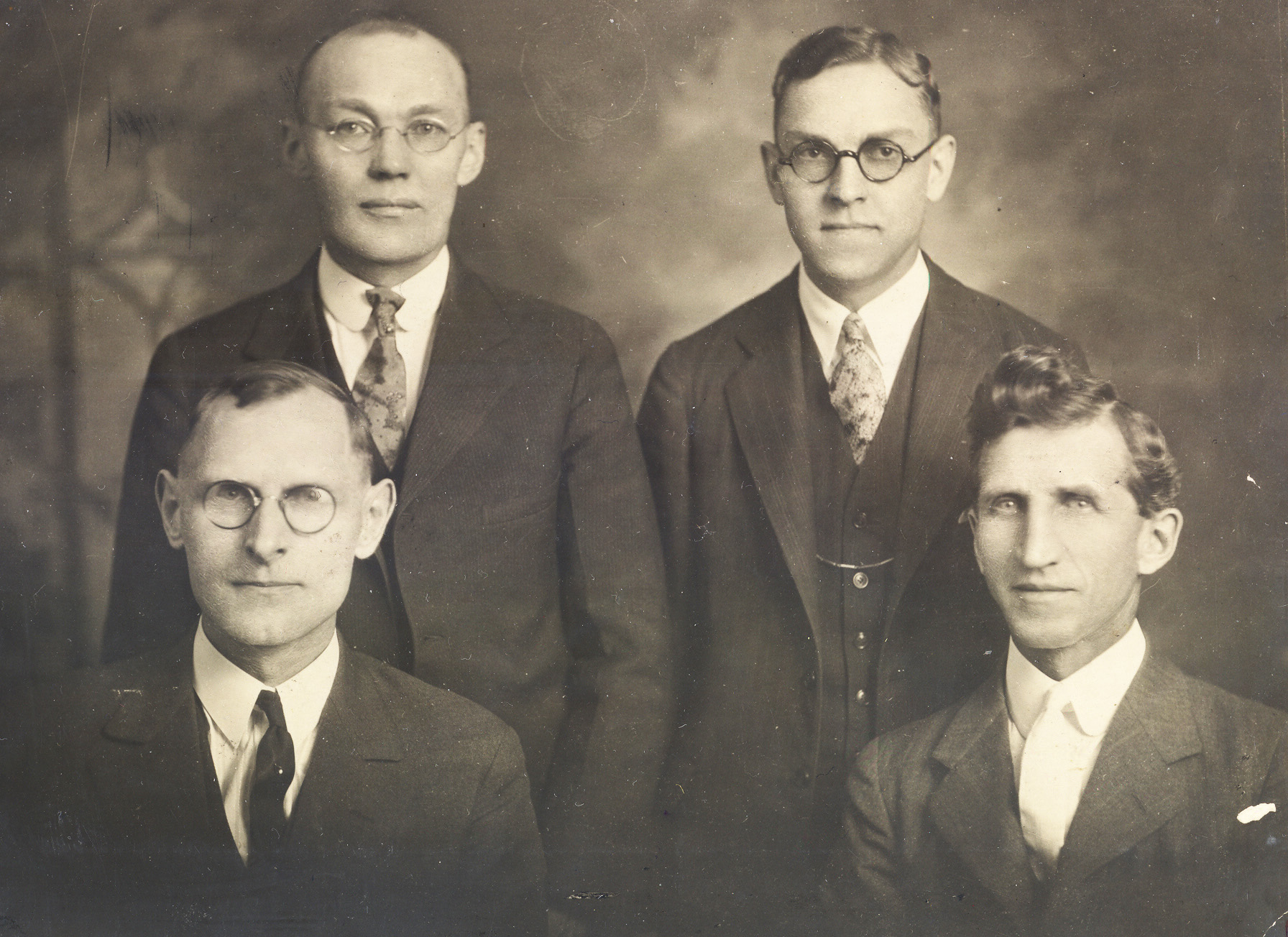 Concordia University faculty about 1927. Clockwise from top left: F.W.J. Sylwester, Curtis Stephan, Karl Lorenz, Edmund H. Brandt.