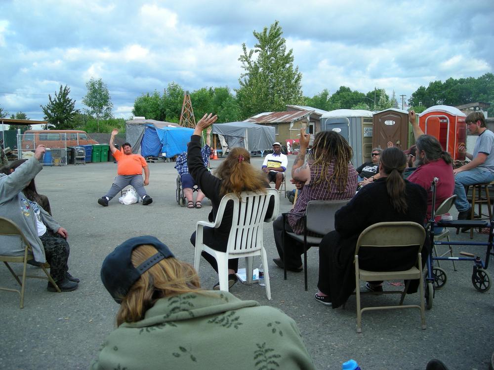 Council meeting at Dignity Village, 2006.