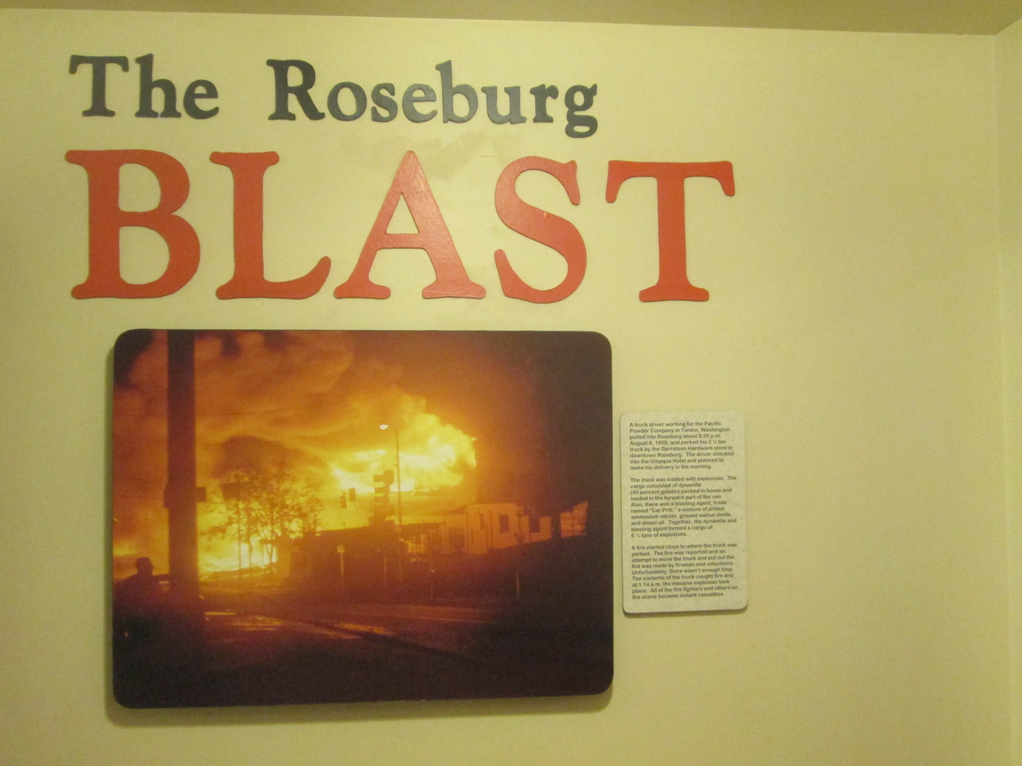 Roseburg Blast exhibit, Douglas County Museum