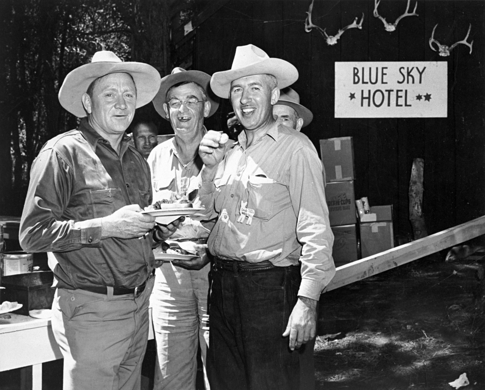 United States Supreme Court Justice William O. Douglas (left), Stanley G. Jewett, and Francis Lambert at Hart Mountain, 1948.