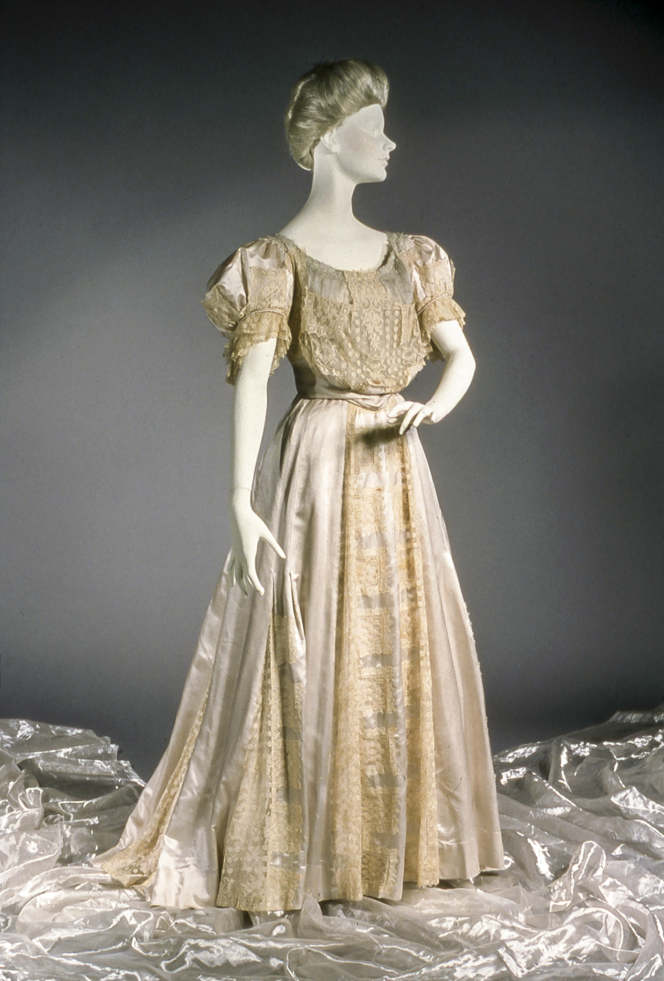 Worn by Mrs. Charles H. Carey, wife of Judge Carey to the opening reception of the Lewis and Clark Exposition.