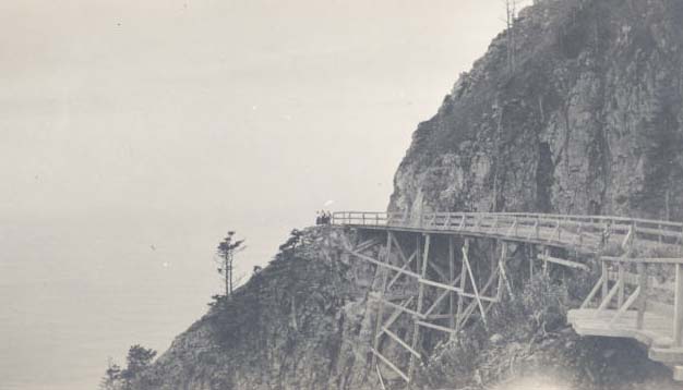 Trestle on new road to Short Sands Beach, c. 1911