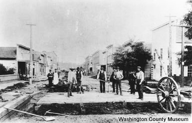 Planking Main Street Hillsboro, 1880s.