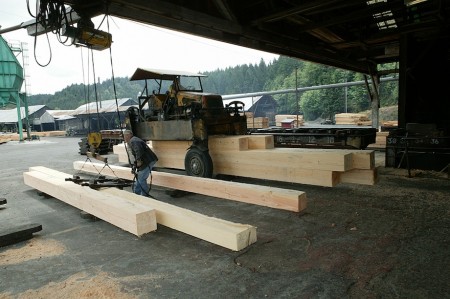 Lumber carrier with finished dimensional lumber, Hull-Oakes Lumber Mill, Feb. 2011.