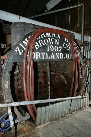 Old boiler currently used to store water, Hull-Oakes Lumber Mill, Feb. 2011.