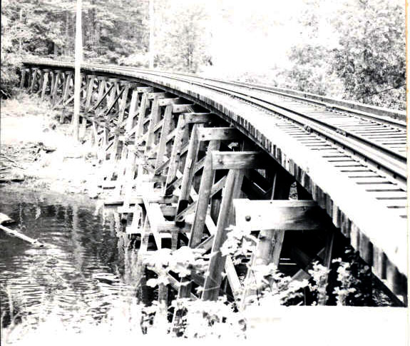 Interurban trestle over Johnson Creek, 1956