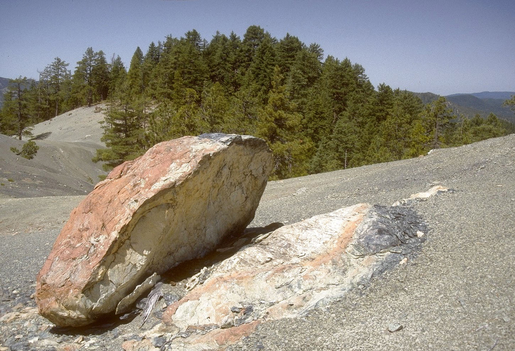 Outcrop of serpentine rock, Emily Cabin Trail, Kalmiopsis Wilderness.