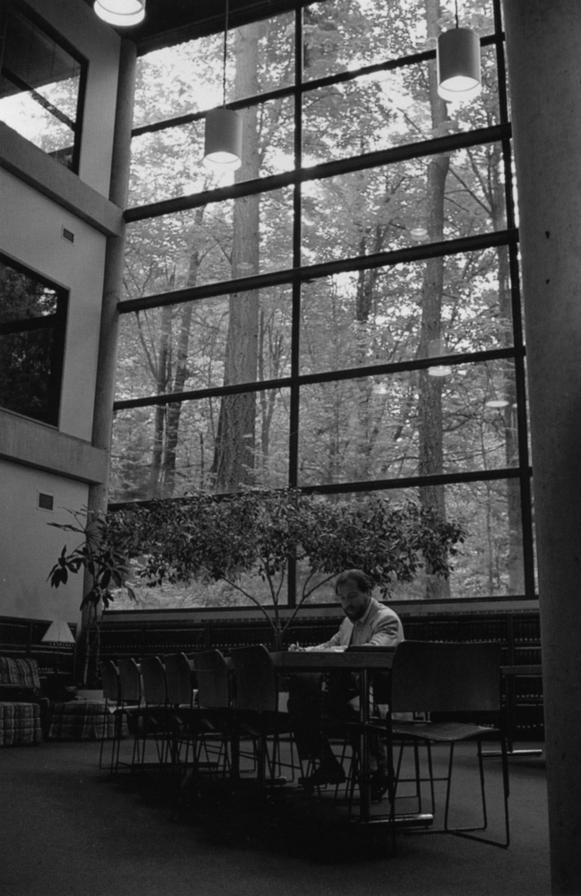 Law Librarian Peter Nycum in the Swindells Legal Research Center, about 1990.