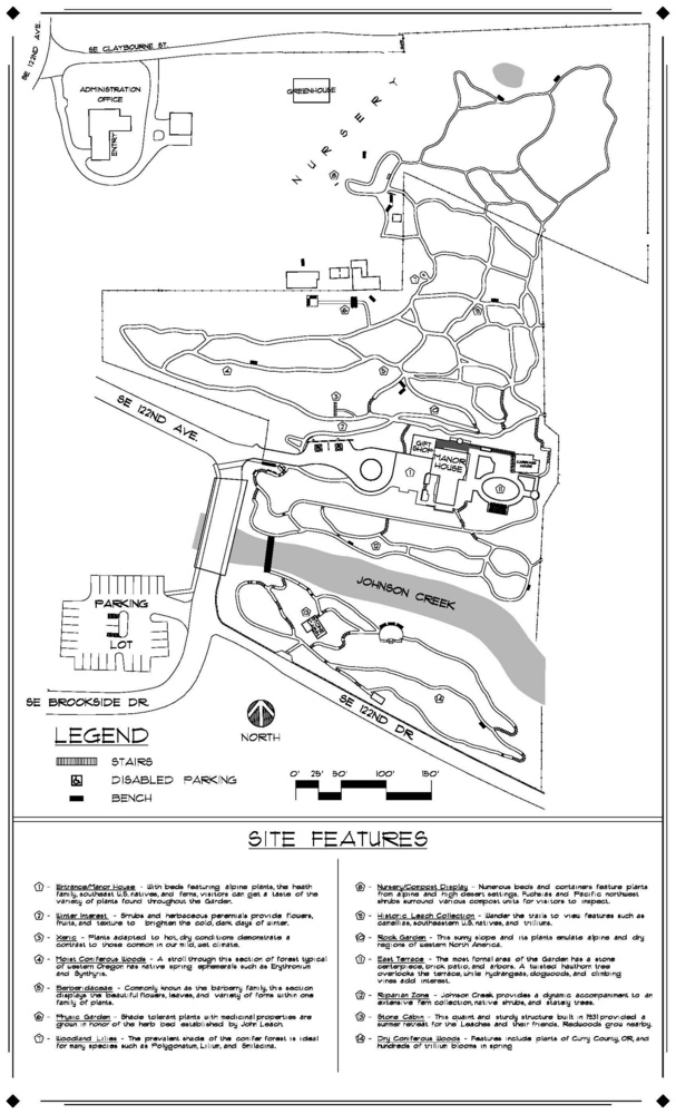 Leach Botanical Garden trail map.
