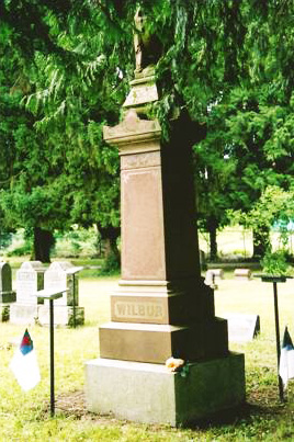 Joint grave monument of Rev. William Roberts and Rev. J. H. Wilbur and their wives.