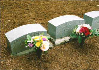 Grave markers of Jason Lee and family in cemetery's Diamond Square.
