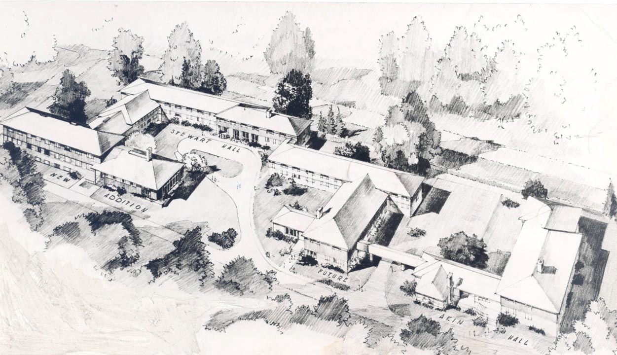 Lewis & Clark College, women's dorms plan, 1957