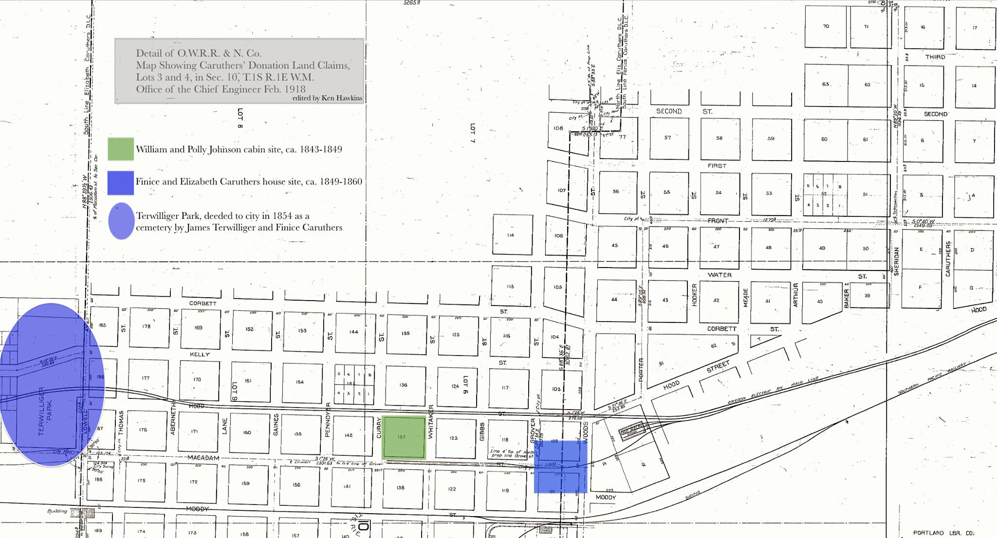 Oregon-Washington RR & Navigation Co., 1918. Colored overlays by Ken Hawkins.