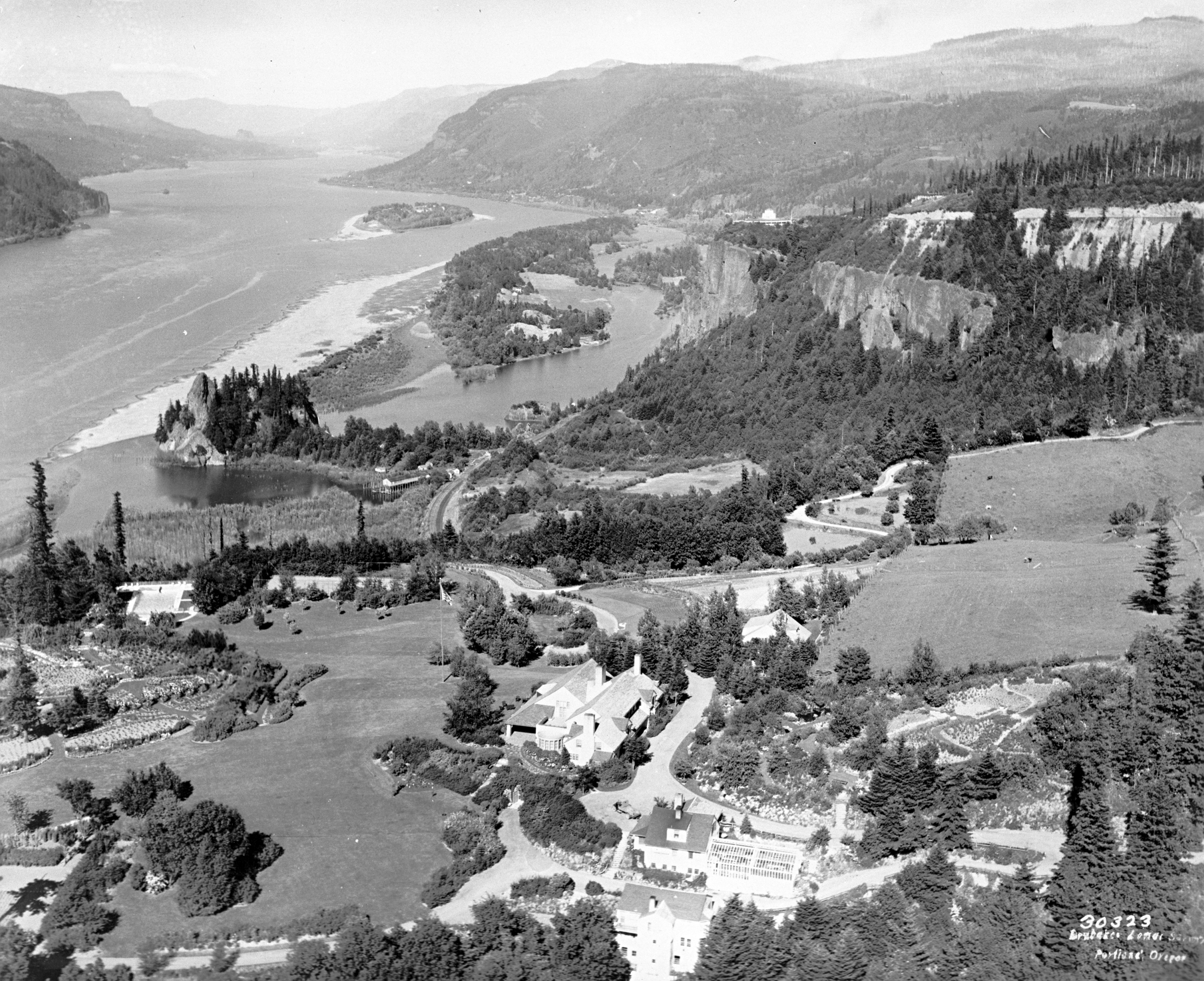 Columbia River Gorge and Julius Meier's Menucha estate.