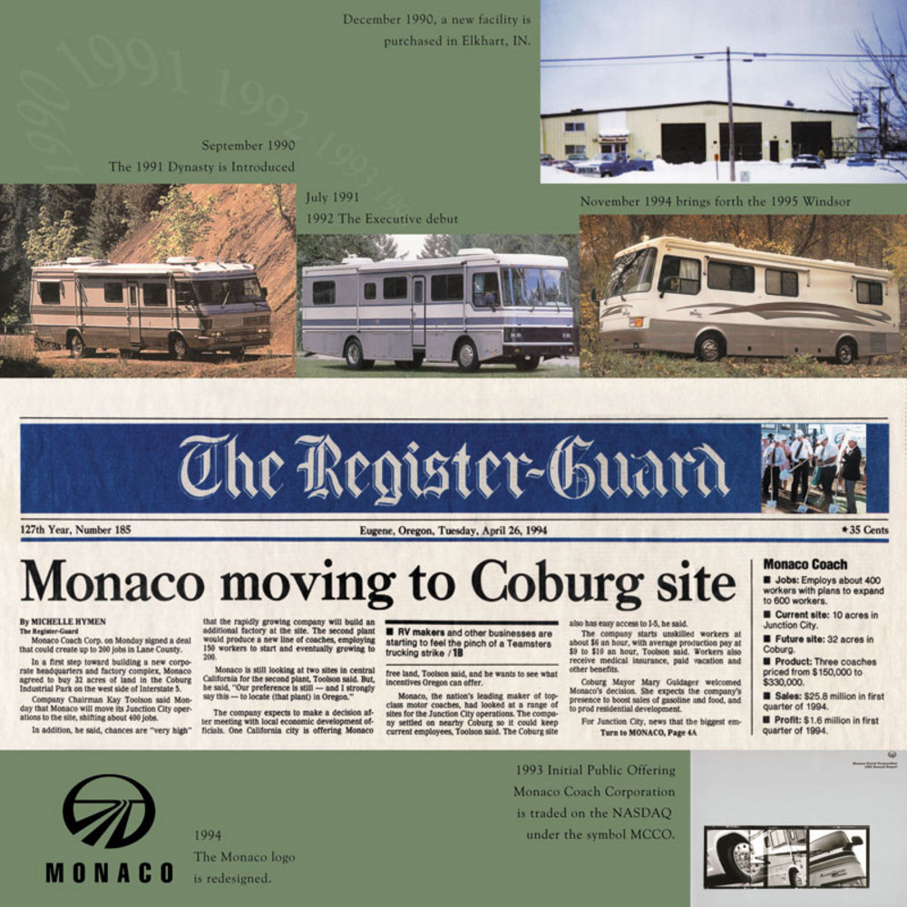 Monaco Motor Coach history montage, 1990.