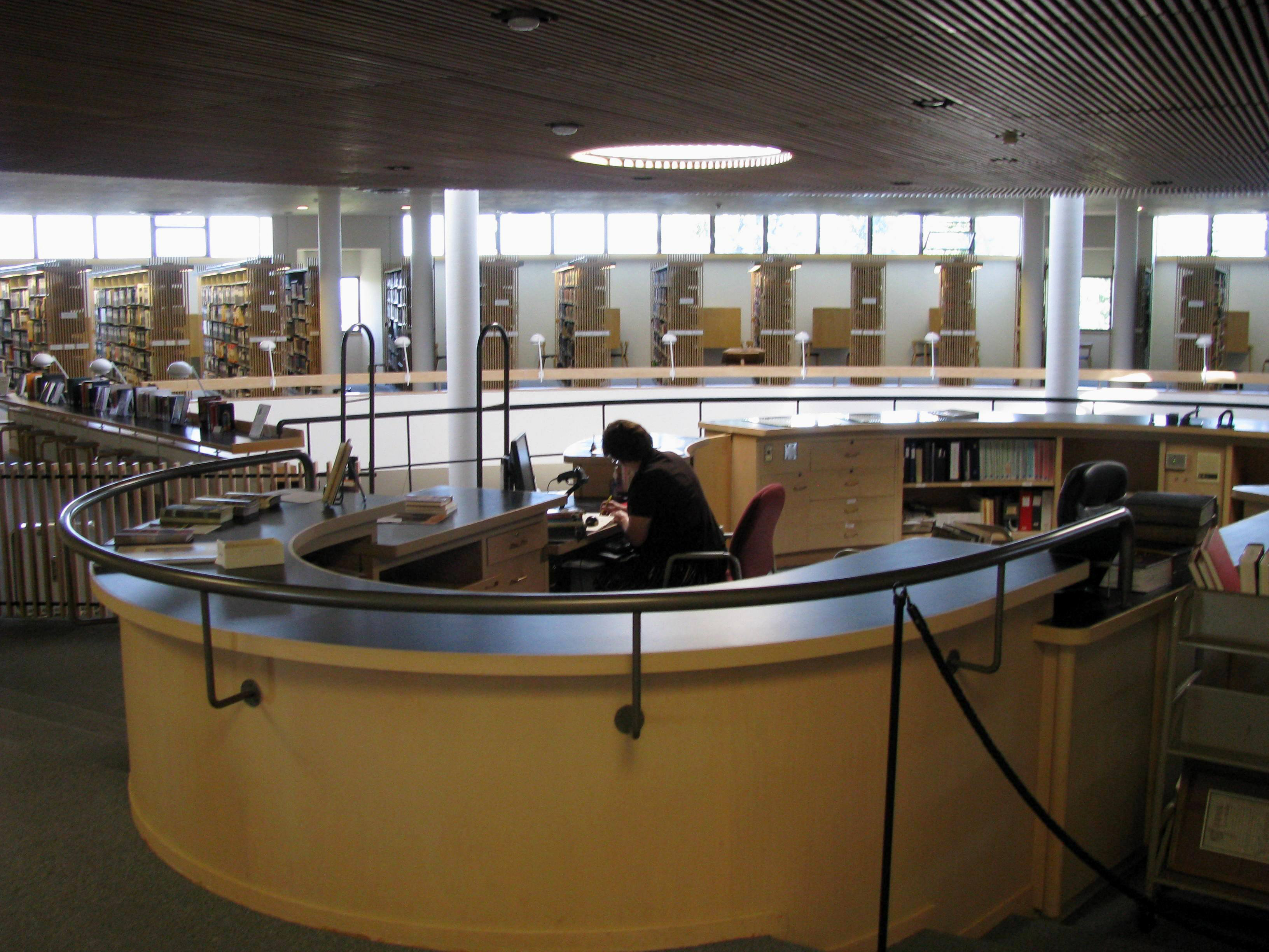 Mt. Angel Abbey Library circulation desk, 2011.