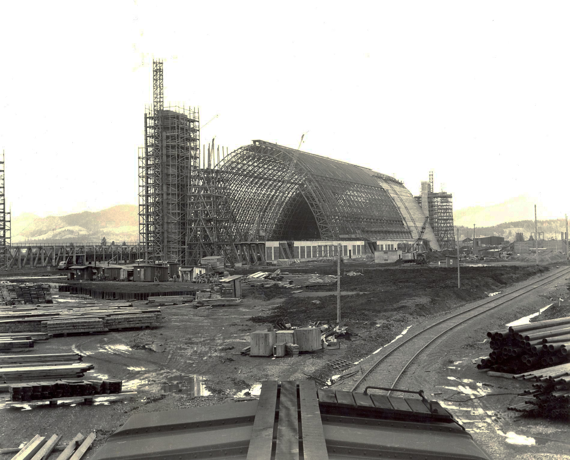 Naval Air Station Tillamook during construction, 1942-1943.