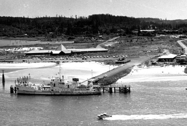 Marine Science Center and research vessel Yaquina, 1969.