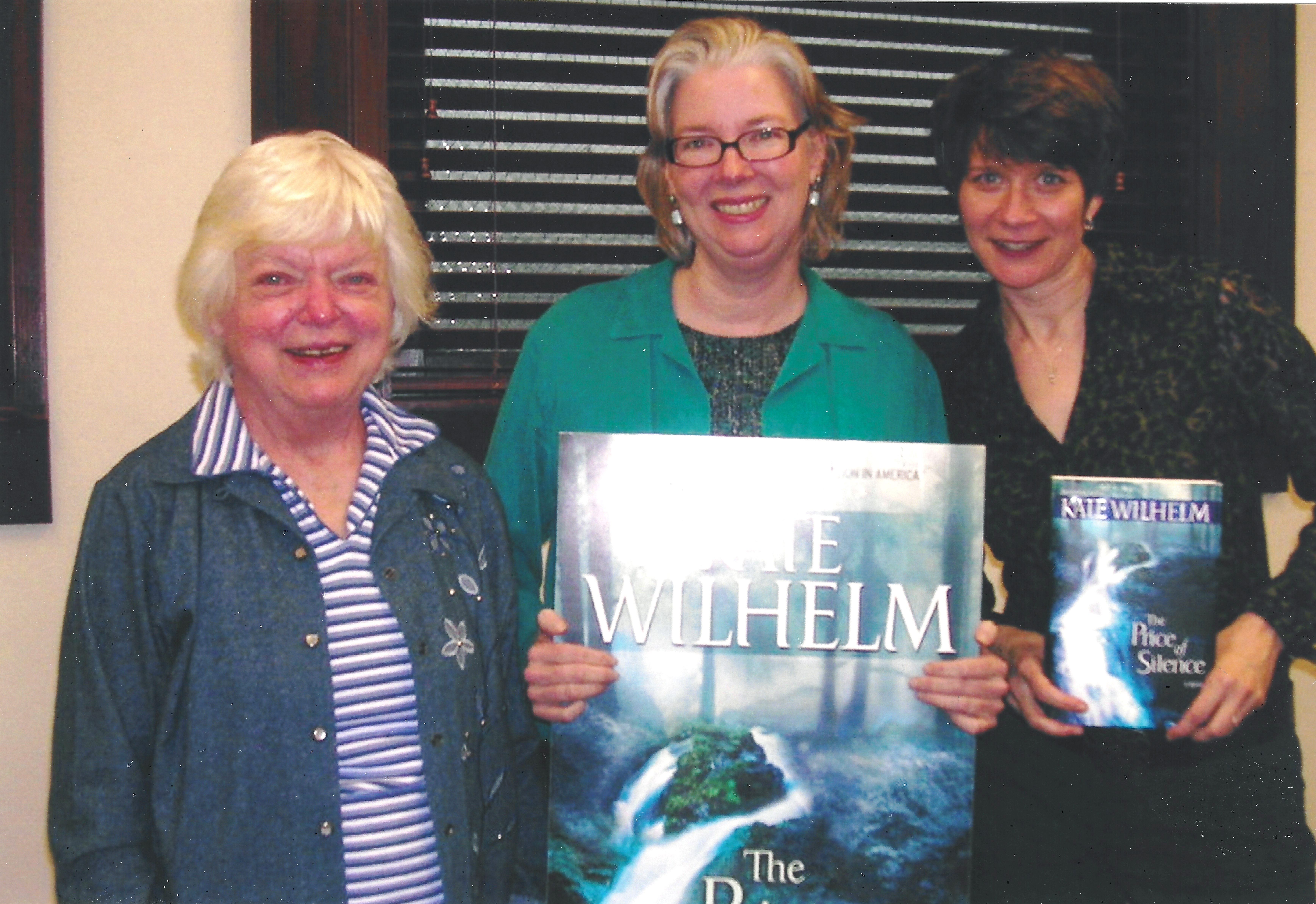 From left to right: Kate Wilhelm, Haila Williams (Blackstone Audiobooks), Kate Fleming (audiobooks narrator, Anna Fields)