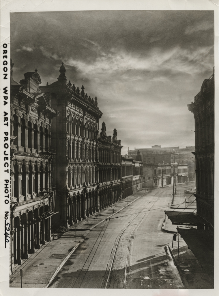 Front Avenue, view south from the Burnside Bridge, late 1938
