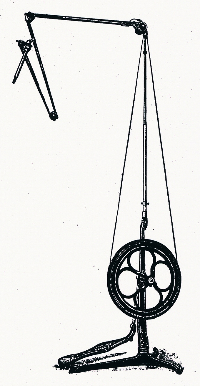 Foot treadle drill, 1870s.