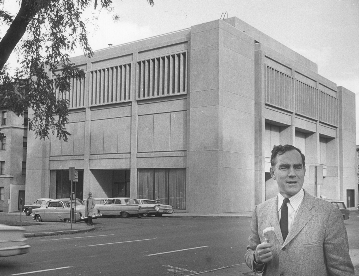 OHS on the Park Blocks, 1966. Director Vaughan stands in front.