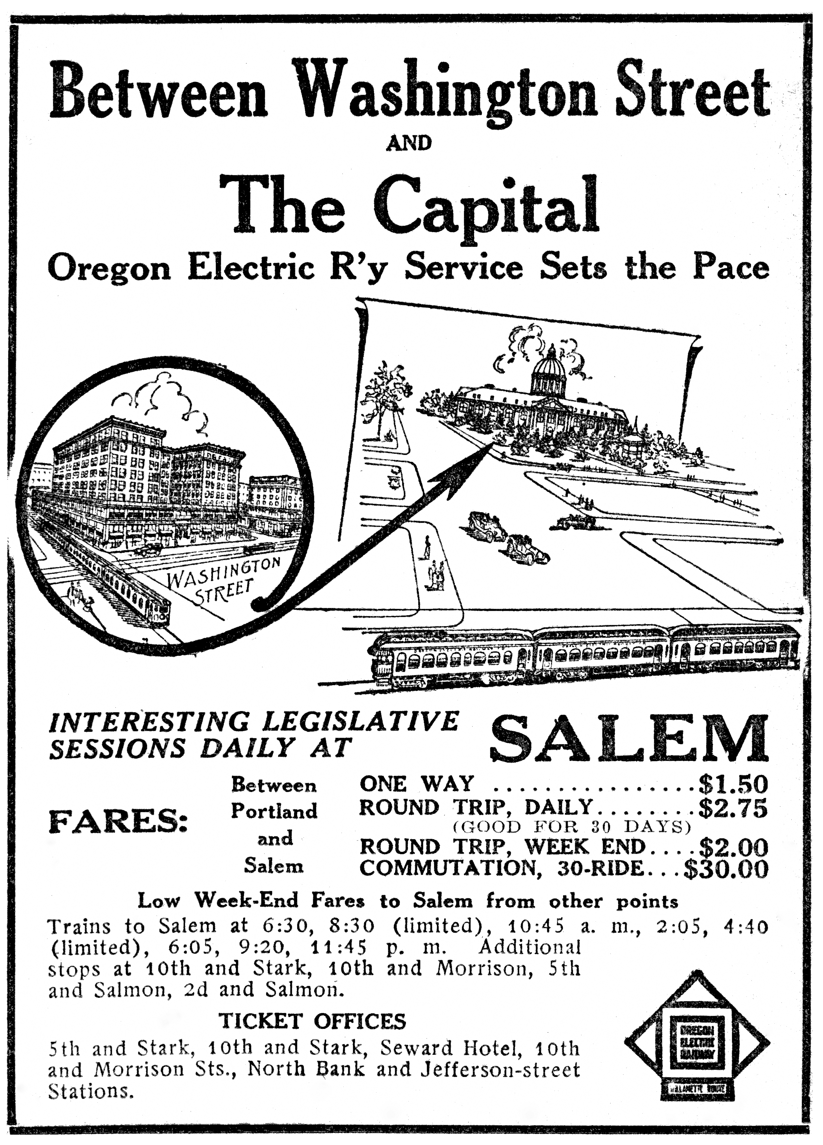 Oregon Electric "Supreme Court Express" advertisement.