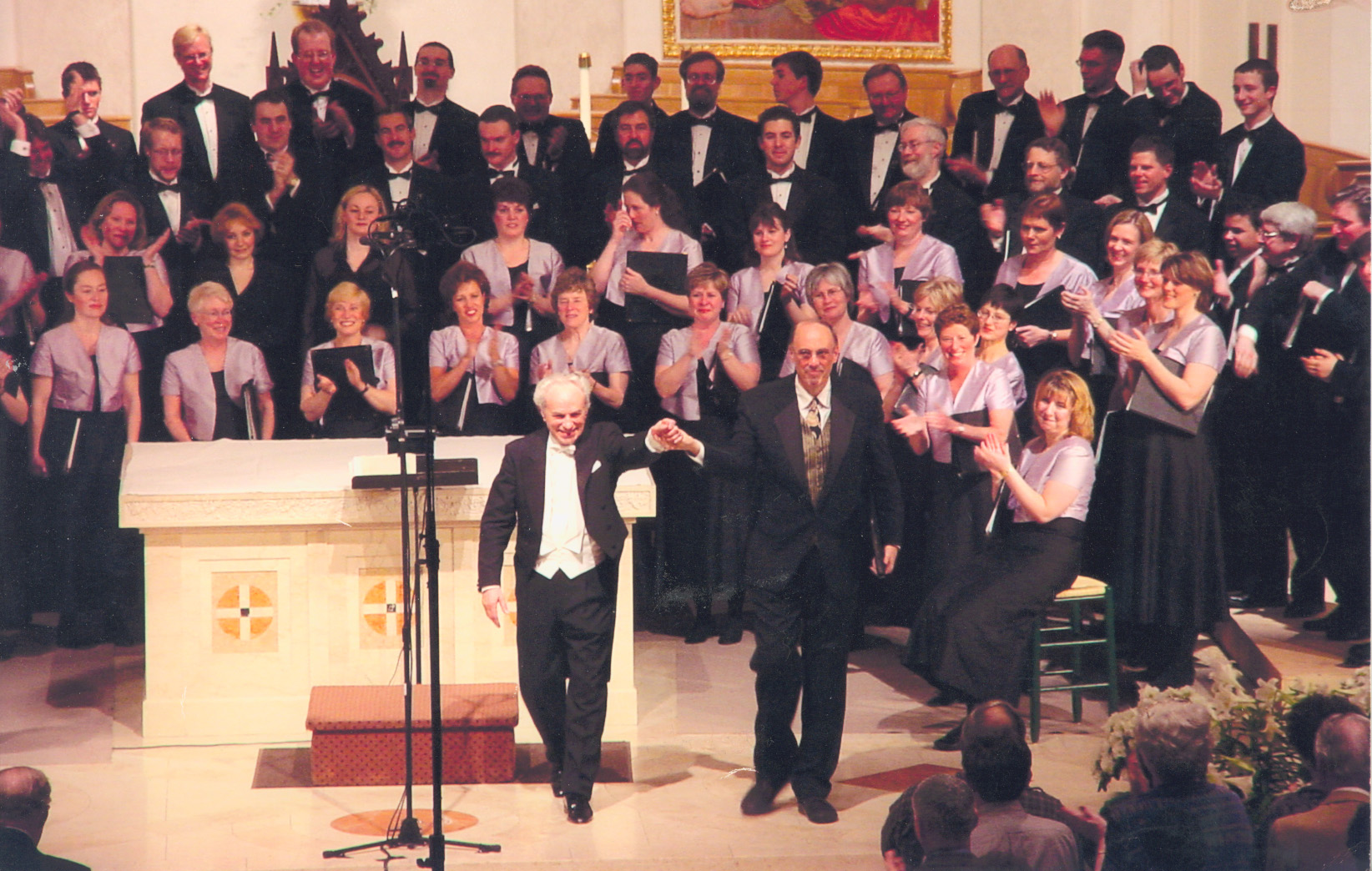 Vladimir Minin, with Gil Seeley and the ORS, after conducting Rachmaninov's Vespers at St. Mary's Cathedral.