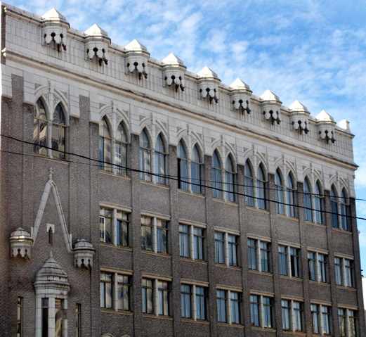 Gothic-influenced Odd Fellows Building (on SW 10th, built 1924) contains the last surviving terra cotta marquee in Portland.