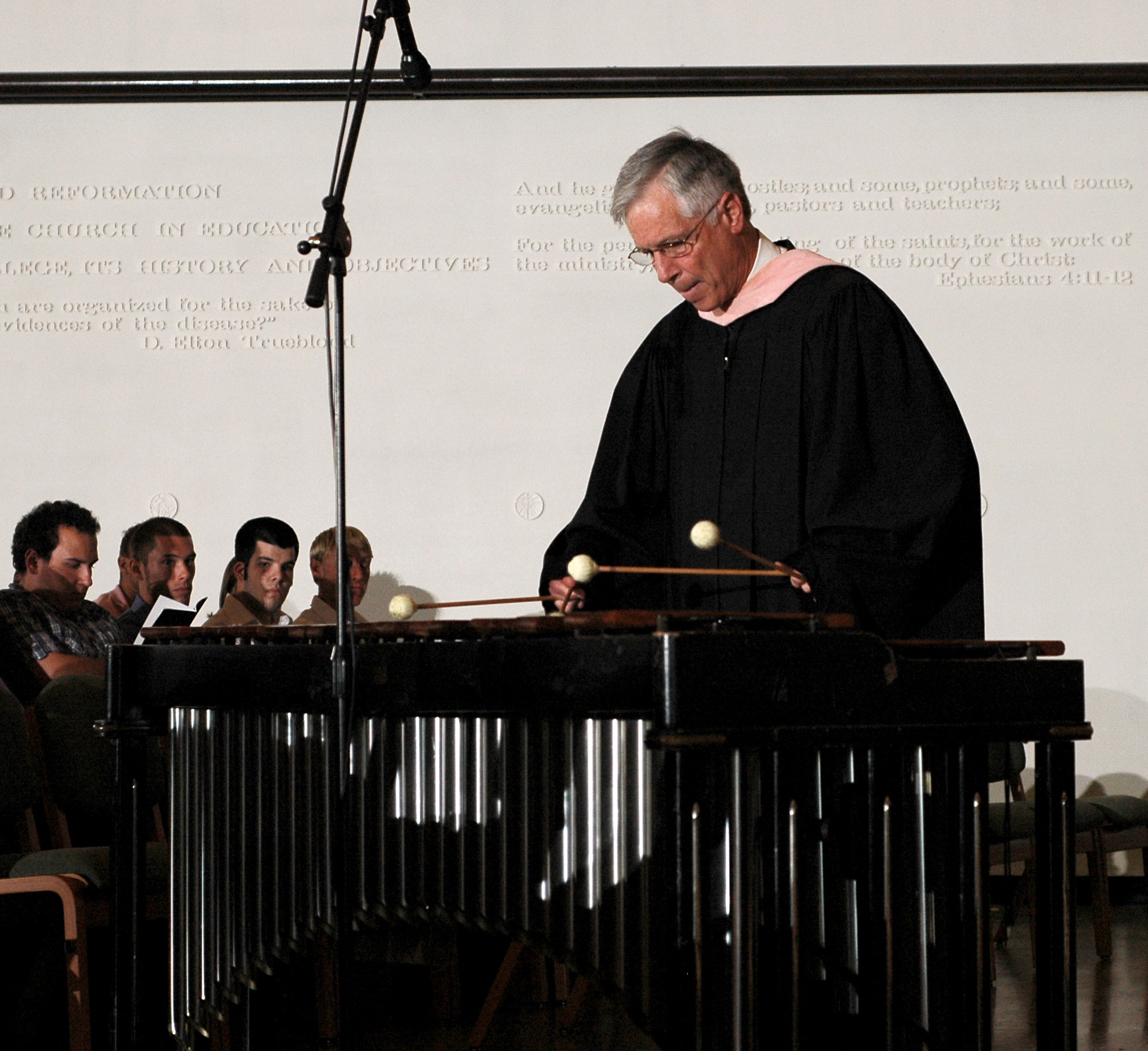 Music professor Dennis Plies at inaguration of President Cook, Sep. 20, 2009.