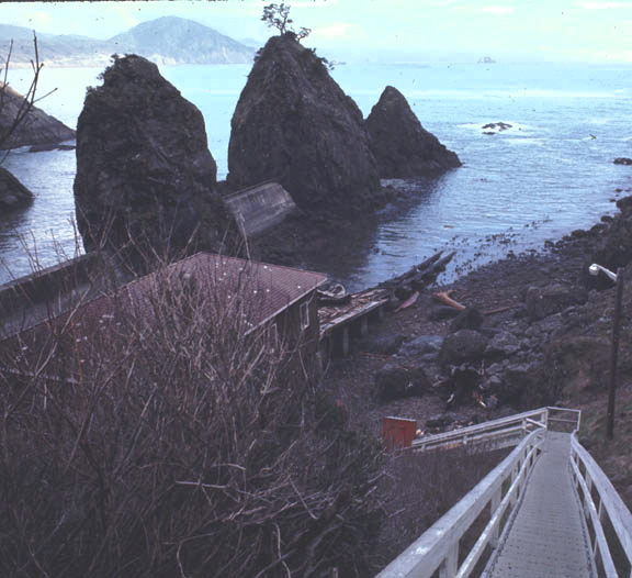 Port Orford Lifeboat Station stairs at Nellie's Cove.
