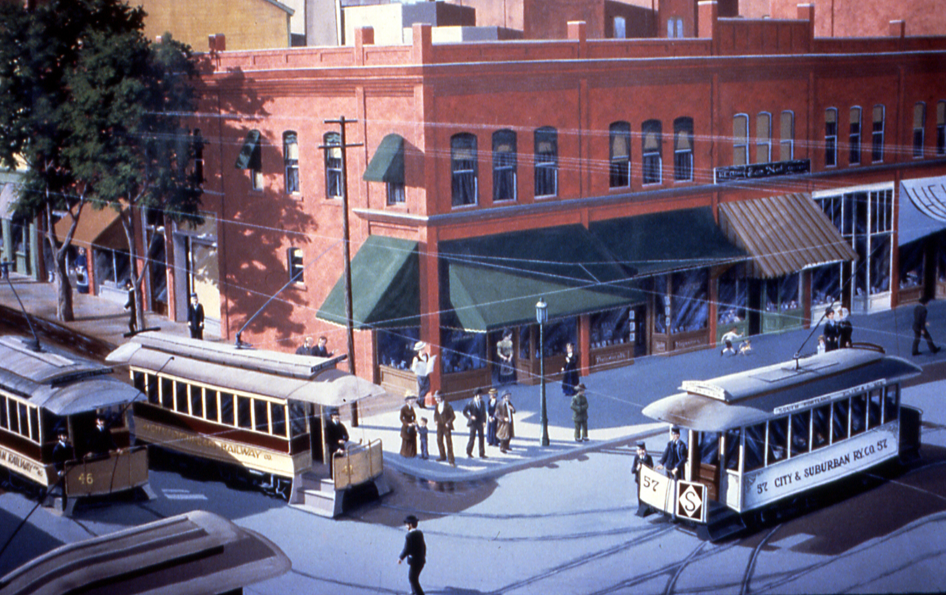 City and Suburban Railway headquarters about 1891, at present-day SW 3rd Ave. and Yamhill St.